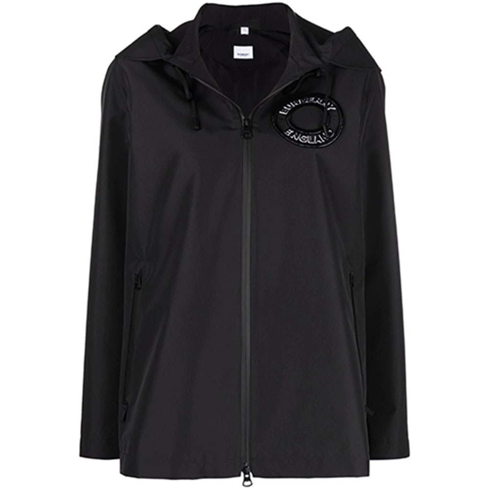 (Women) Burberry SS22  Black Logo Print Zip-Up Casual Jacket 80480501