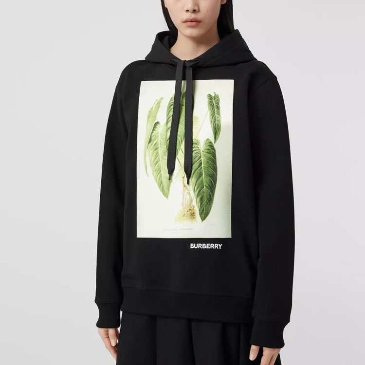 Shop (W) 博柏利 SS22 黑色宽松版植物素描印花卫衣 80570251