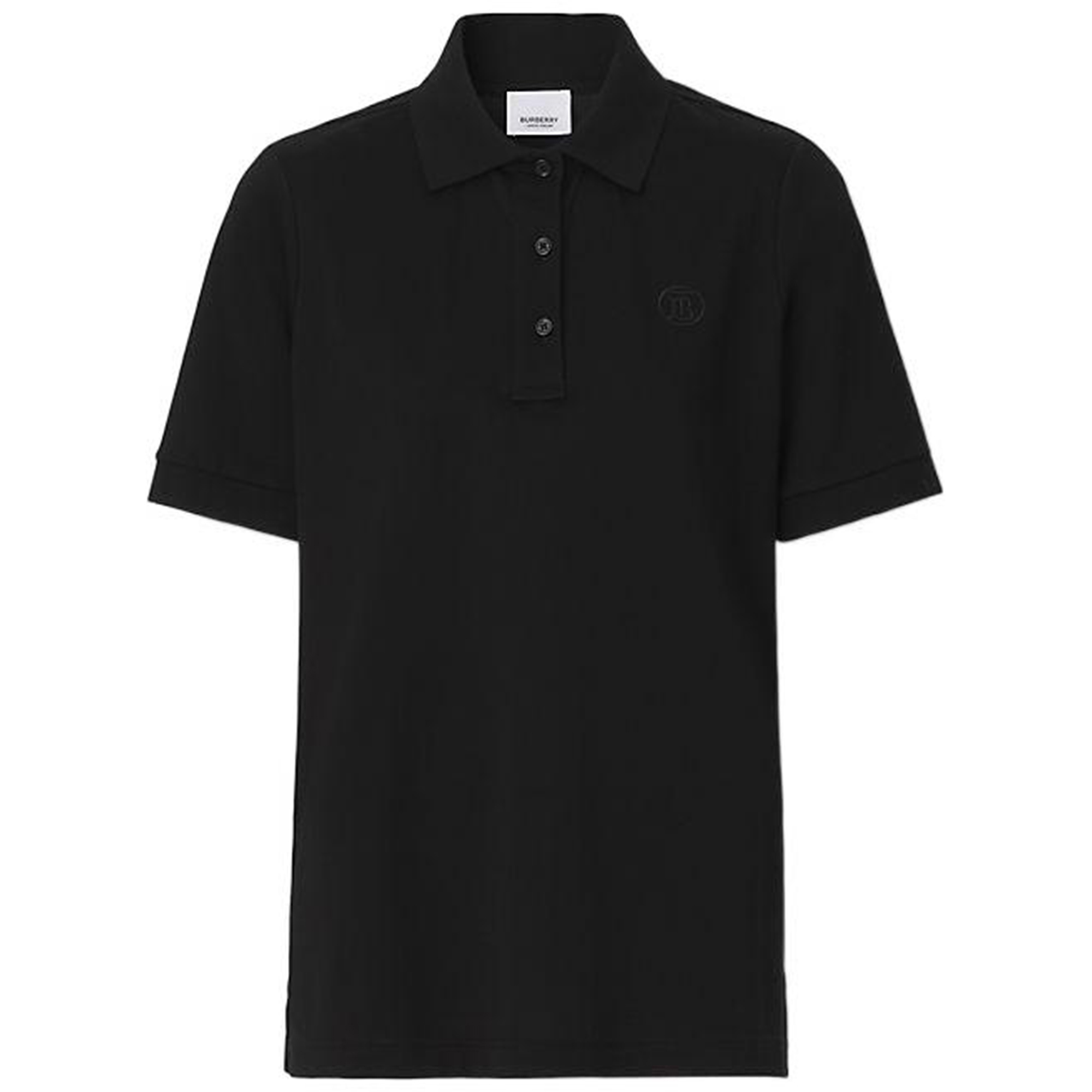 (Women) Burberry SS22  Black Polo Shirt with Solid Color Logo Embroidery. 80493811