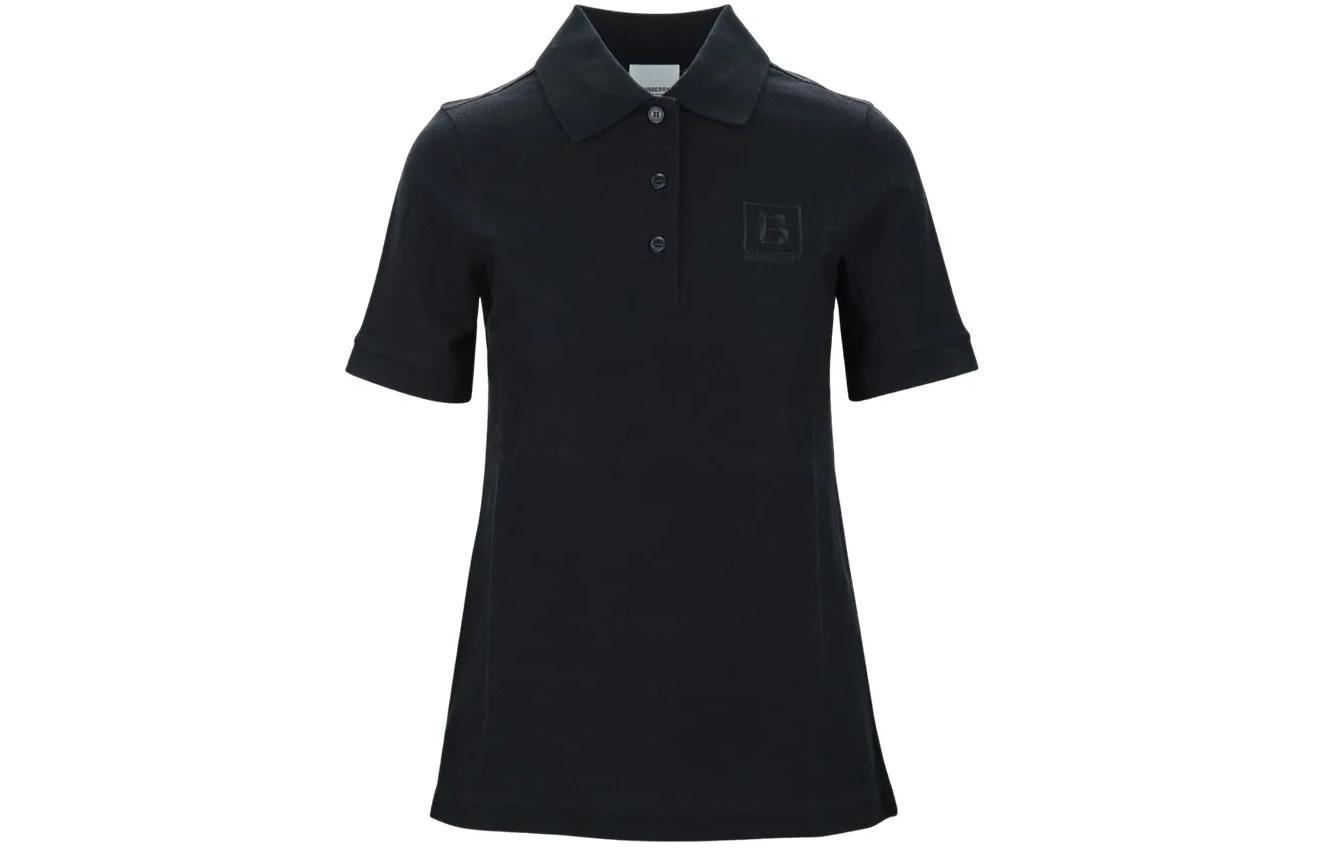 Order (W) Burberry SS22 Polo Negro con Logo Bordado y Color Sólido. 80526531