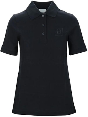 (W) Burberry SS22 Polo Negro con Logo Bordado y Color Sólido. 80526531 Order (W) Burberry SS22 Polo Negro con Logo Bordado y Color Sólido. 80526531