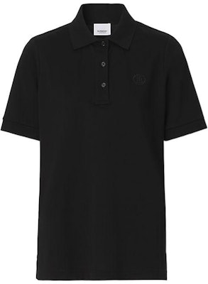 (W) Burberry SS22 Polo Negro con Logo Bordado de Color Sólido. 80493811 Order (W) Burberry SS22 Polo Negro con Logo Bordado de Color Sólido. 80493811