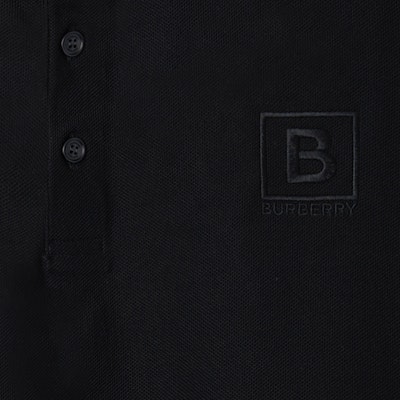 (W) Burberry SS22 Polo Negro con Logo Bordado y Color Sólido. 80526531 Purchase (W) Burberry SS22 Polo Negro con Logo Bordado y Color Sólido. 80526531