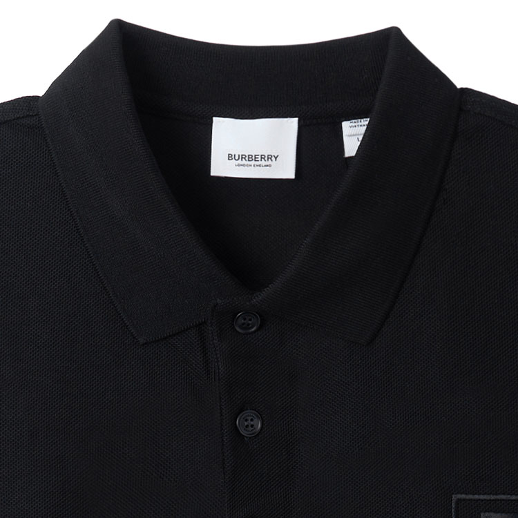 Details for (W) Burberry SS22 Polo Negro con Logo Bordado y Color Sólido. 80526531