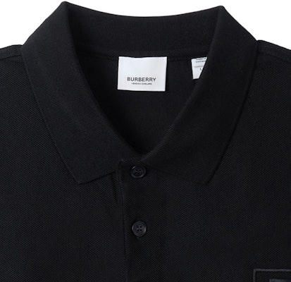 (W) Burberry SS22 Polo Negro con Logo Bordado y Color Sólido. 80526531 Details for (W) Burberry SS22 Polo Negro con Logo Bordado y Color Sólido. 80526531