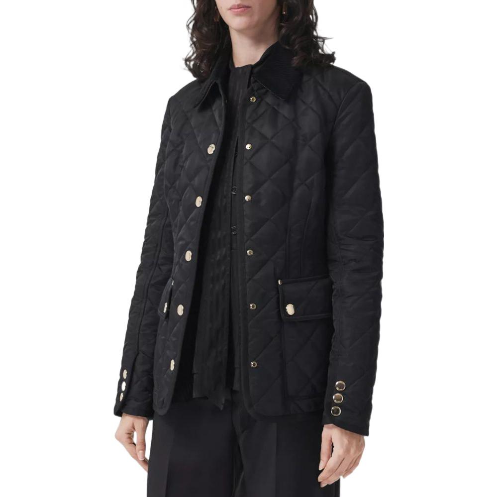 Purchase (Women) Burberry SS22  Black Solid Long-Sleeve Fitted Jacket Outerwear 80517241