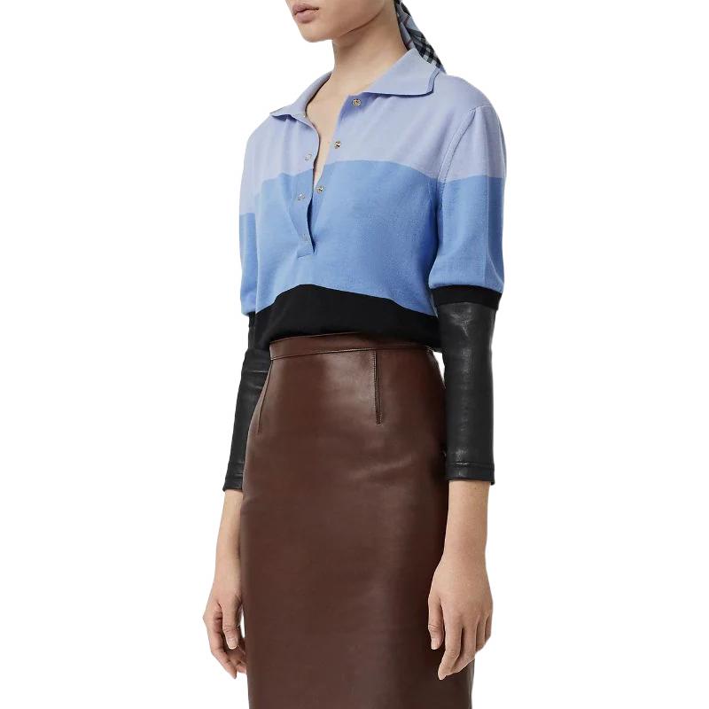 (Women) Burberry SS22  Blue Colorblock Long-Sleeve Polo Shirt. 45484711 圖 4