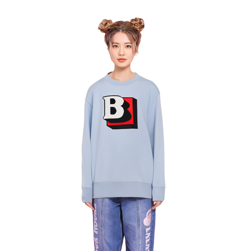 Lookbook (W) 巴宝莉 SS22 蓝色Logo提花羊毛针织毛衣 80488301