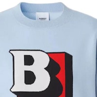 (W) Burberry SS22 Sweater Rajut Wol Pola Logo Biru Jacquard. 80488301 Shop (W) Burberry SS22 Sweater Rajut Wol Pola Logo Biru Jacquard. 80488301