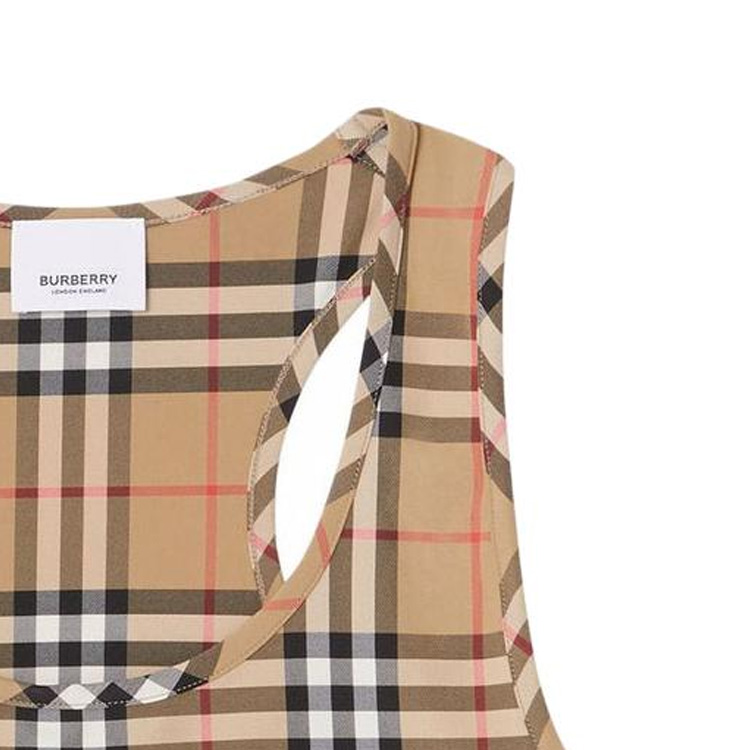 Shop (W) バーバリー SS22 ブラウン チェック ロゴ プルオーバー ベスト. 80494771