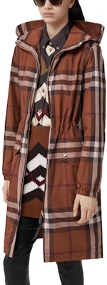 (W) バーバリー SS22 ブラウン チェック パネル ジップ カジュアル フーディ ジャケット 80551571 Purchase (W) バーバリー SS22 ブラウン チェック パネル ジップ カジュアル フーディ ジャケット 80551571