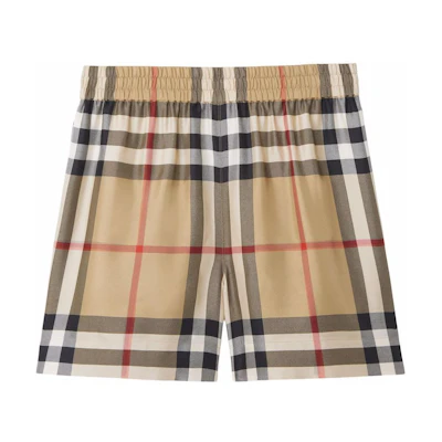 (Women) Burberry SS22 Brown Checkered Casual Straight Shorts 80527481