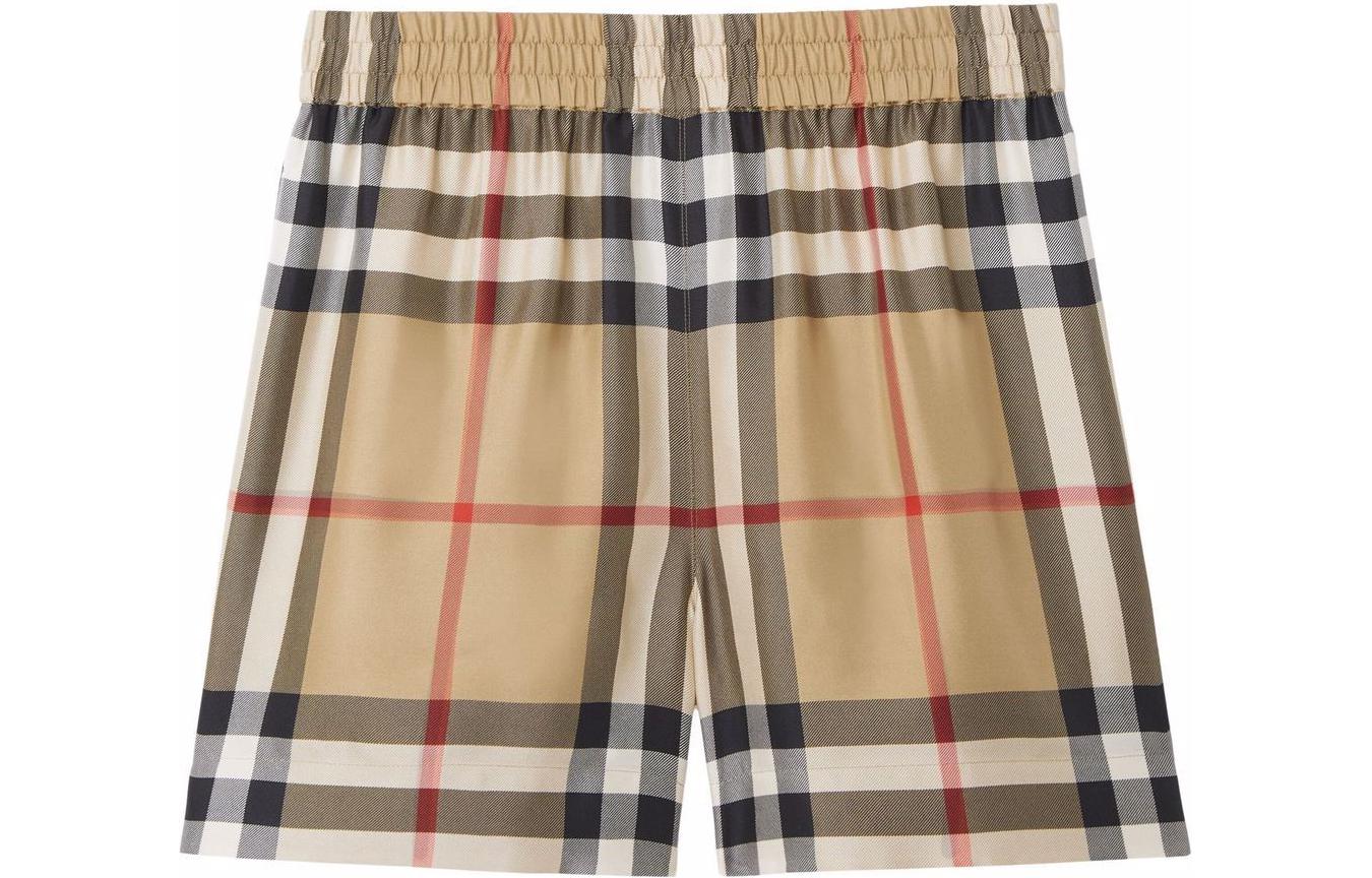Order (W) 博柏利 SS22 棕色格纹休闲直筒短裤 80527481