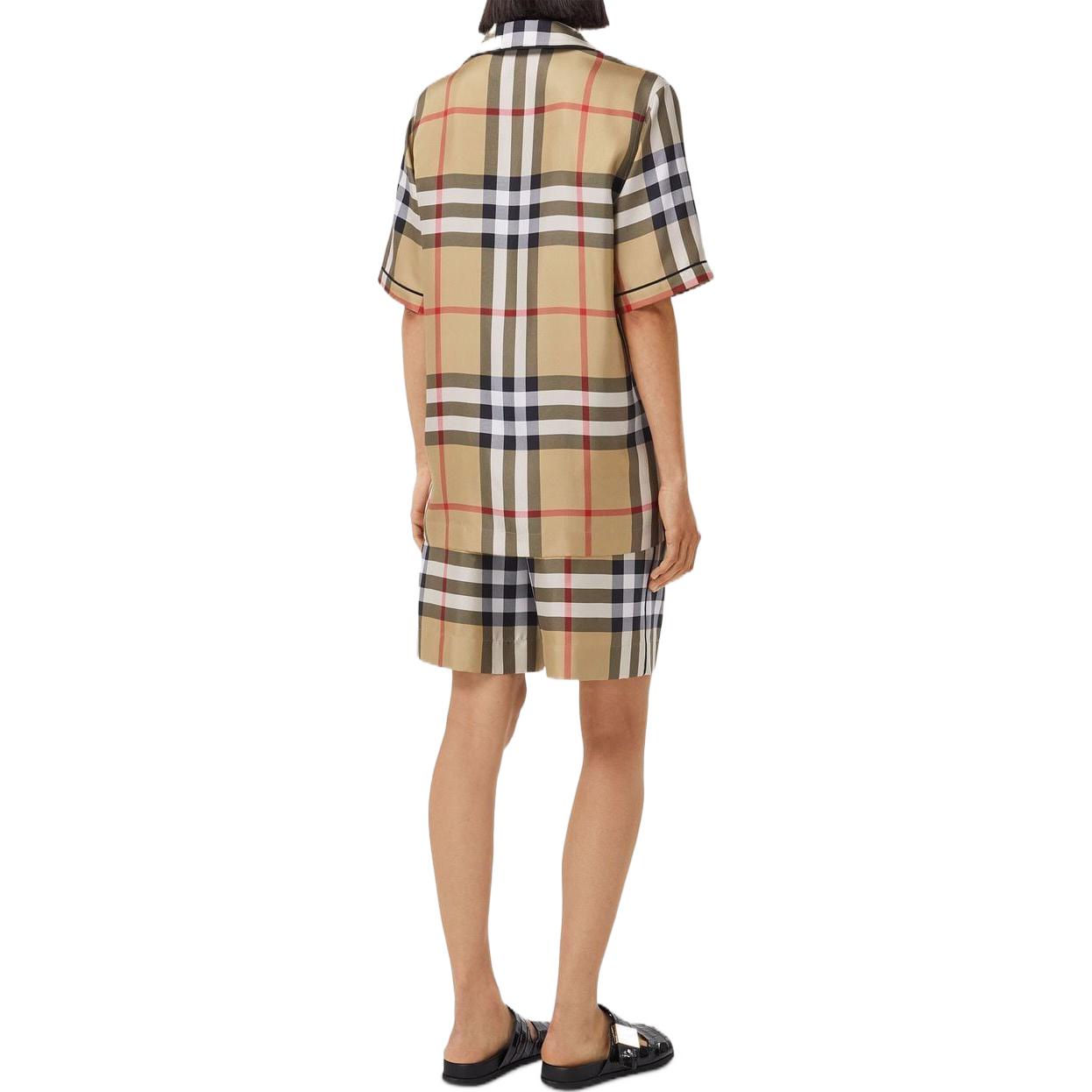 Shop (W) 博柏利 SS22 棕色格纹休闲直筒短裤 80527481