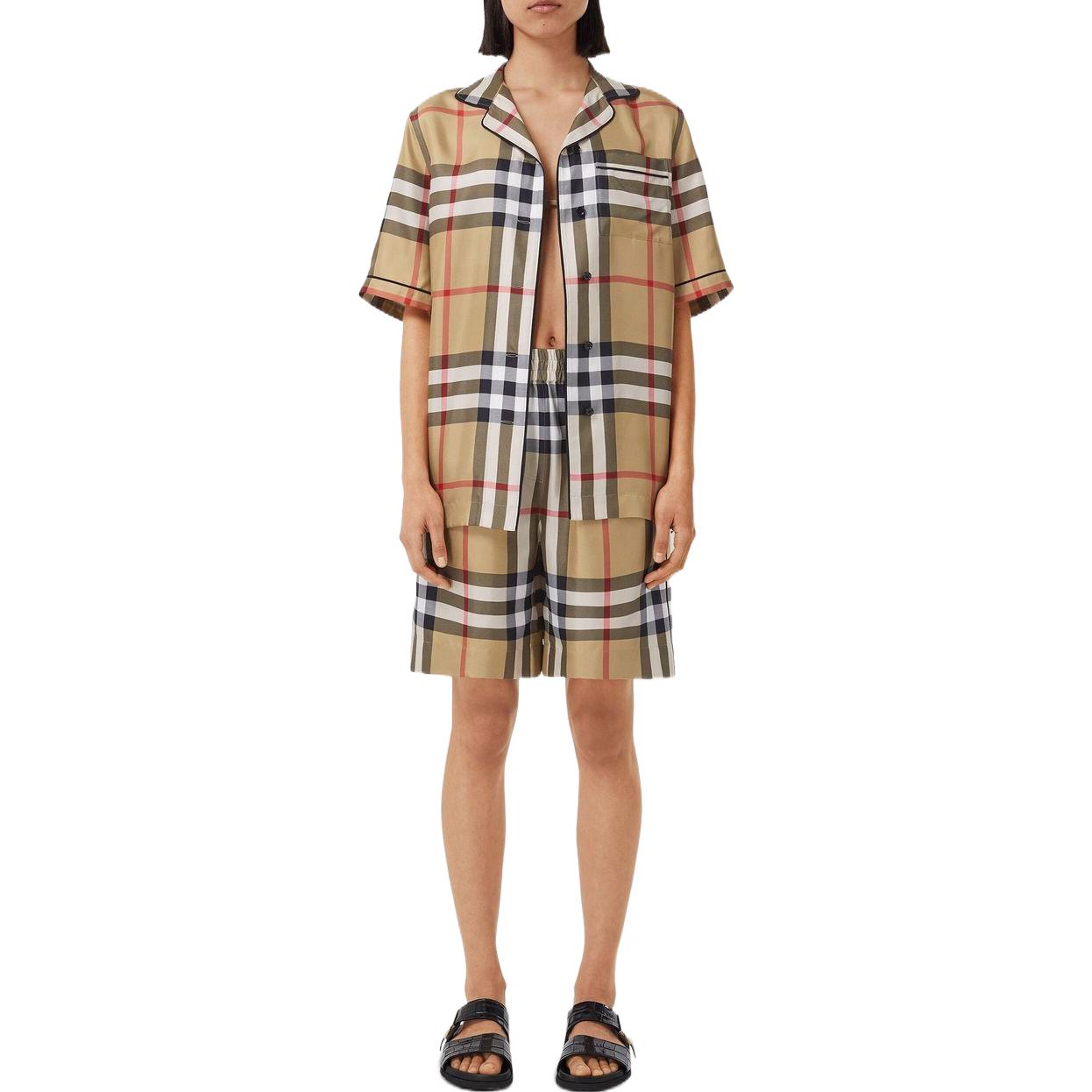 Purchase (W) 博柏利 SS22 棕色格纹休闲直筒短裤 80527481