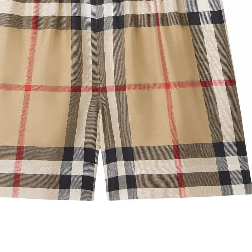 Sizing (W) 博柏利 SS22 棕色格纹休闲直筒短裤 80527481