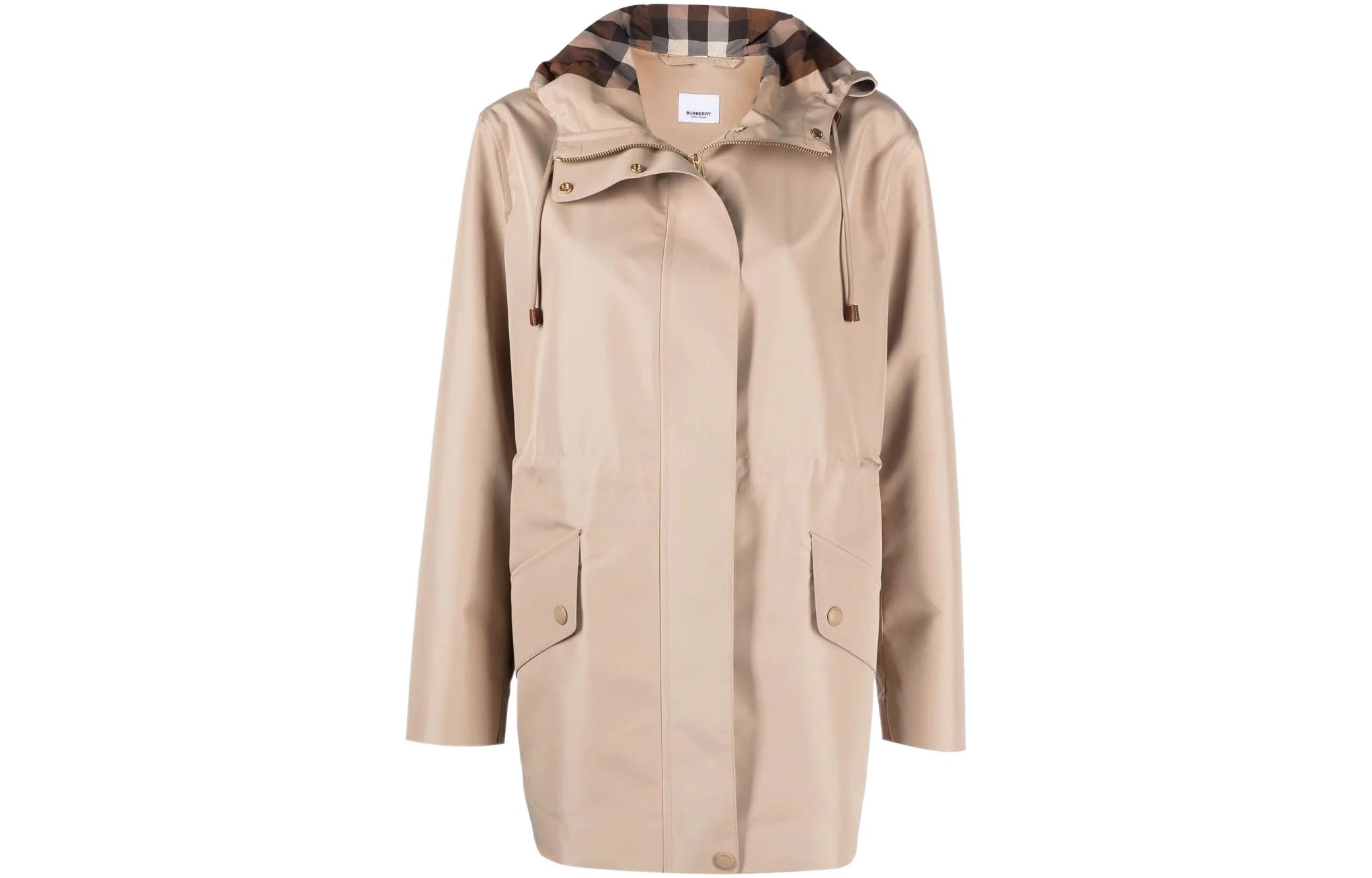 (Women) Burberry SS22  Brown Short Hooded Jacket with Zipper 80487131