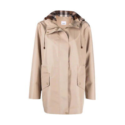 (Women) Burberry SS22 Brown Short Hooded Jacket with Zipper 80487131
