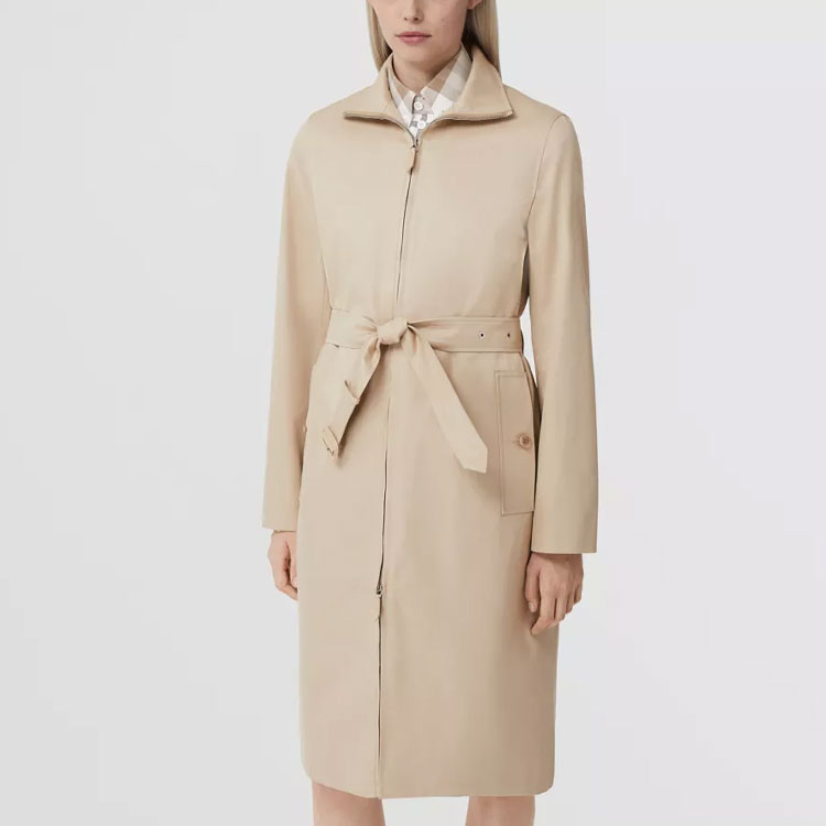 Details for (W) Abrigo Casual Burberry SS22 Beige Suave con Cinturón y Cremallera Alta. 80543561