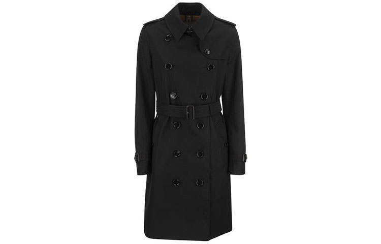 (Women) Burberry SS22  Classic Solid Mid-Length Trench Coat Black. 80457831