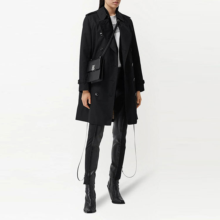 (Women) Burberry SS22  Classic Solid Mid-Length Trench Coat Black. 80457831 圖 5