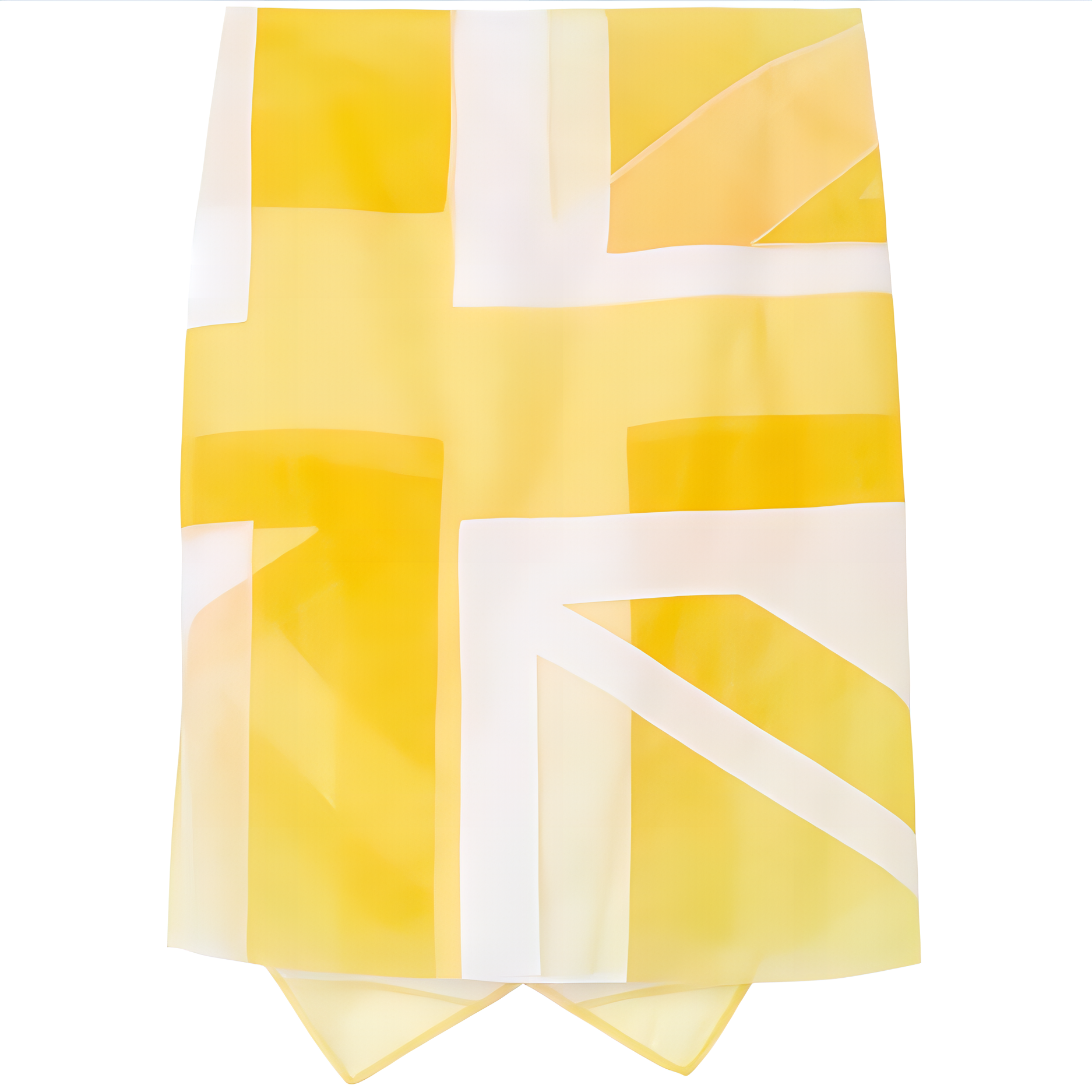 (Women) Burberry SS22  High-Waist Sheer Mini Skirt Yellow Banner Print. 80468431