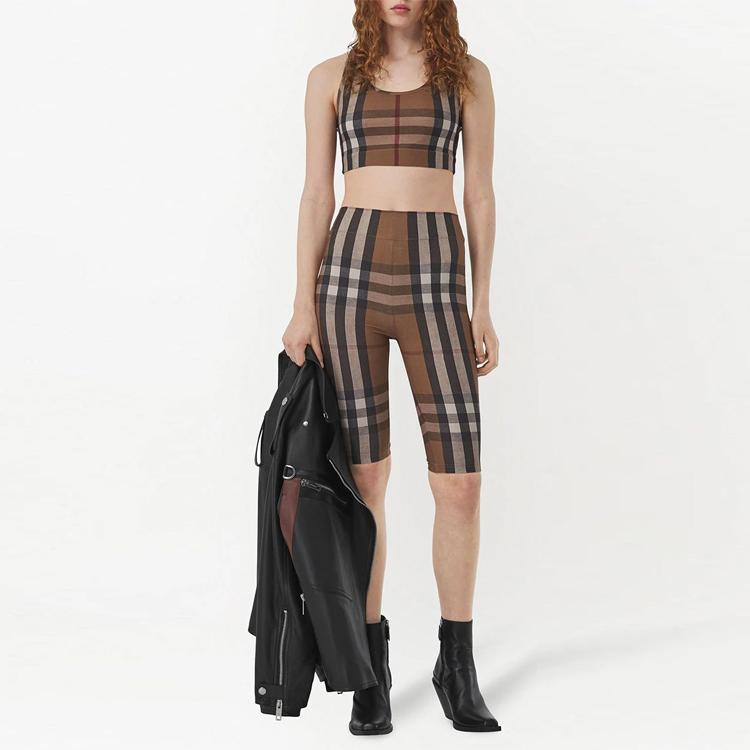 (Women) Burberry SS22  High-Waisted Checkered Brown Casual Shorts. 80434261 圖 3