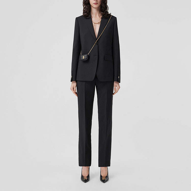 (Women) Burberry SS22  High-Waisted Straight-Leg Black Suit Pants 80554481 圖 3