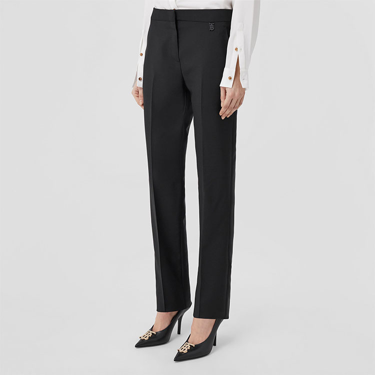 (Women) Burberry SS22  High-Waisted Straight-Leg Black Suit Pants 80554481 圖 5