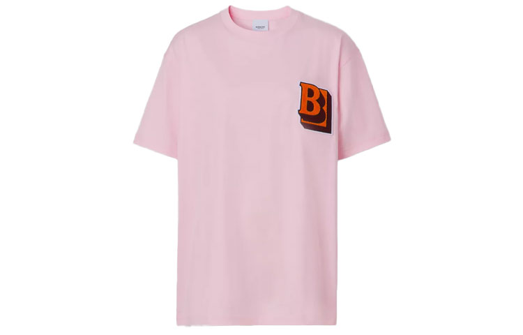 (Women) Burberry SS22  Letter Print Crew Neck T-Shirt Light Candy Pink. 80509501