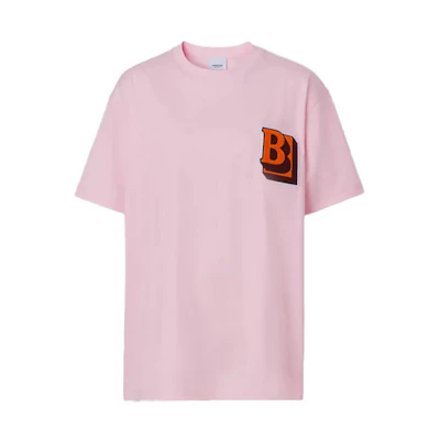 (Women) Burberry SS22 Letter Print Crew Neck T-Shirt Light Candy Pink. 80509501