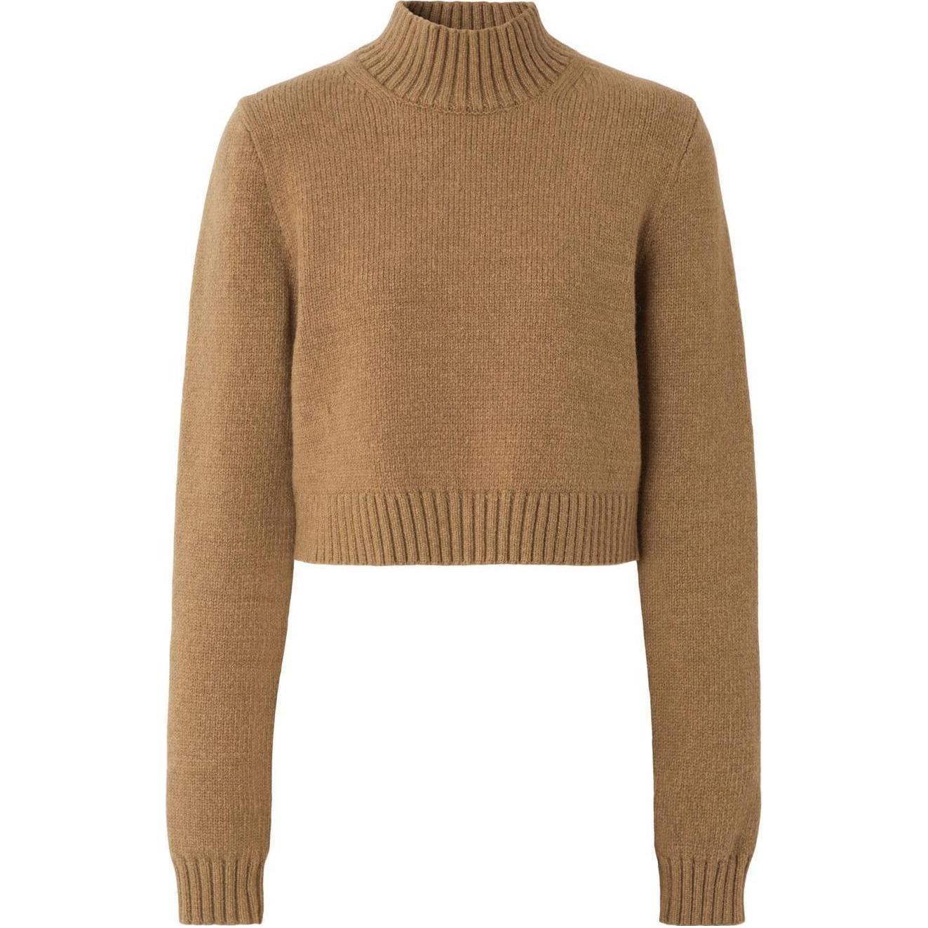(Women) Burberry SS22  Logo High-Neck Cropped Sweater Khaki 80555851