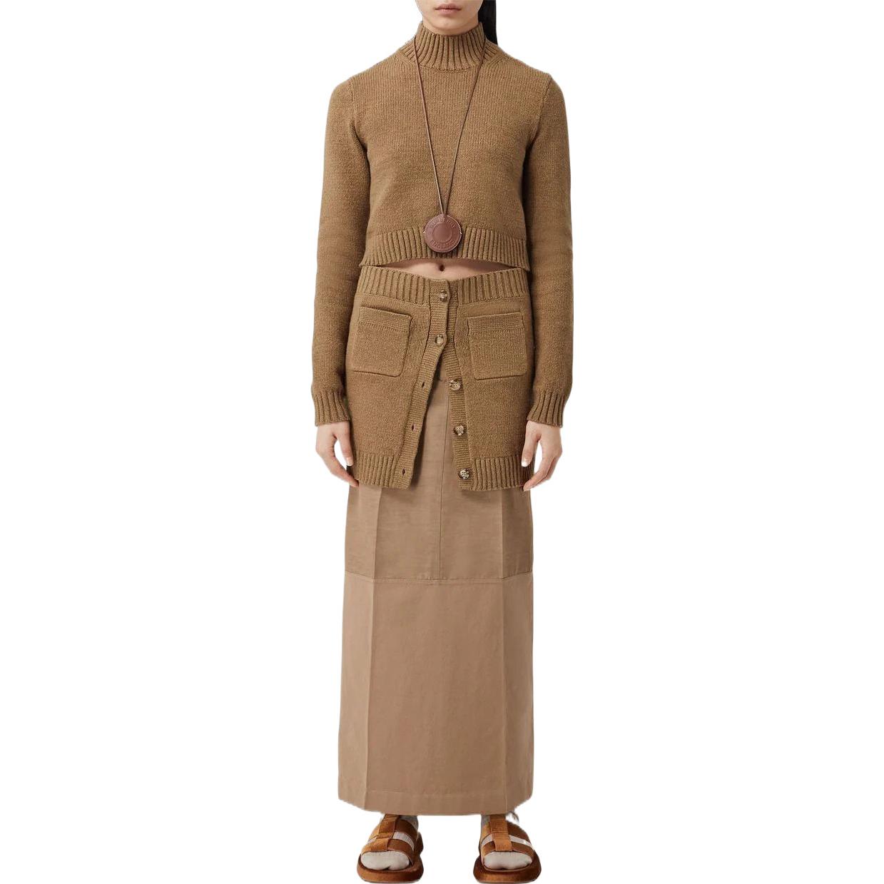 (Women) Burberry SS22  Logo High-Neck Cropped Sweater Khaki 80555851 圖 3