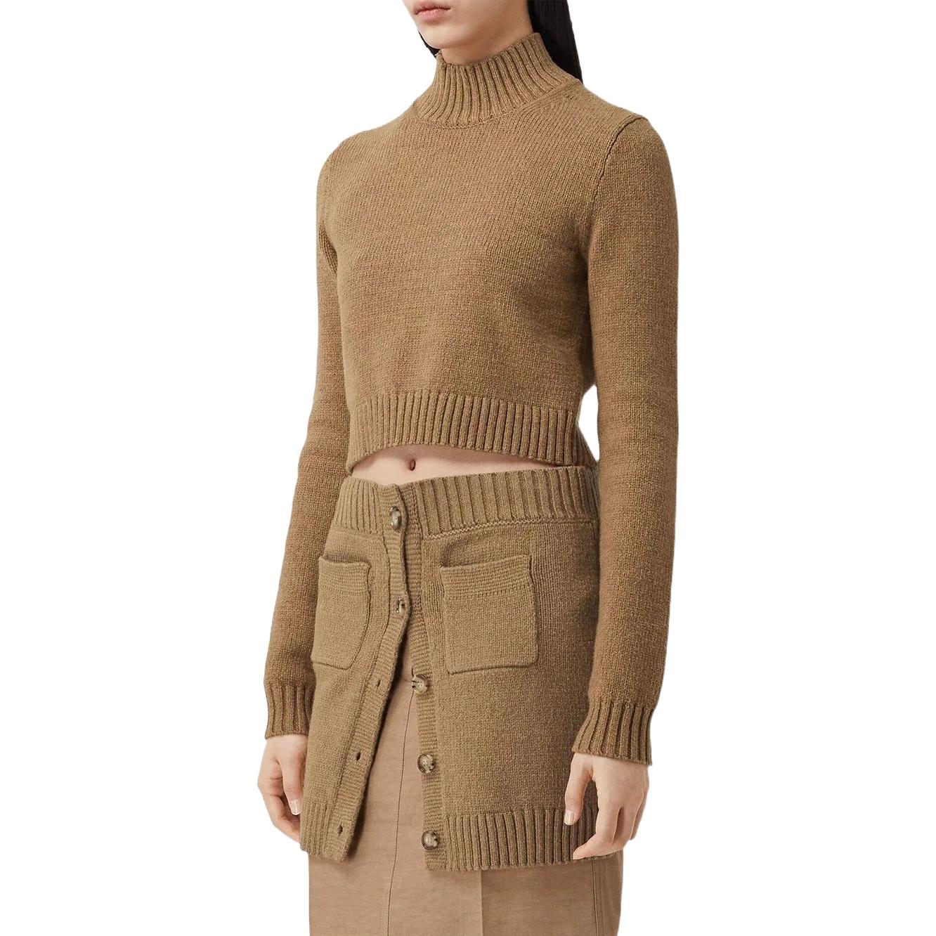 (Women) Burberry SS22  Logo High-Neck Cropped Sweater Khaki 80555851 圖 4
