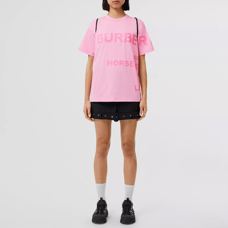 (Women) Burberry SS22  Logo Print Loose-Fit T-Shirt Geranium Pink. 80546511 圖 3