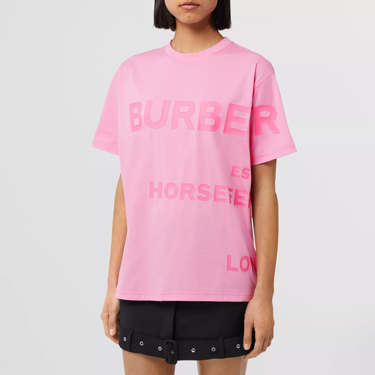 (Women) Burberry SS22  Logo Print Loose-Fit T-Shirt Geranium Pink. 80546511 圖 4