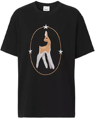 (Women) Burberry SS22 Loose Fit Deer Print Cotton T-Shirt - Black 80494611 Order (Women) Burberry SS22 Loose Fit Deer Print Cotton T-Shirt - Black 80494611