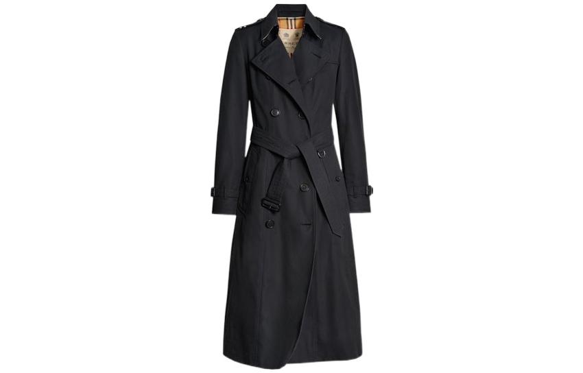 Buy (W) 博柏利SS22午夜蓝长款风衣配腰带和翻领 80279991