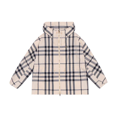 (Women) Burberry SS22 Oversized Checkered Zip Hoodie Jacket - Brown 80542981