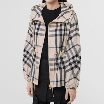 (W) バーバリー SS22 オーバーサイズ チェック柄 ジップアップフーディジャケット - ブラウン 80542981 Details for (W) バーバリー SS22 オーバーサイズ チェック柄 ジップアップフーディジャケット - ブラウン 80542981