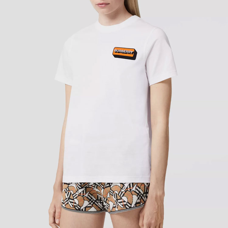 Sizing (W) 博柏利 SS22宽松版标志圆领T恤 白色 80560321