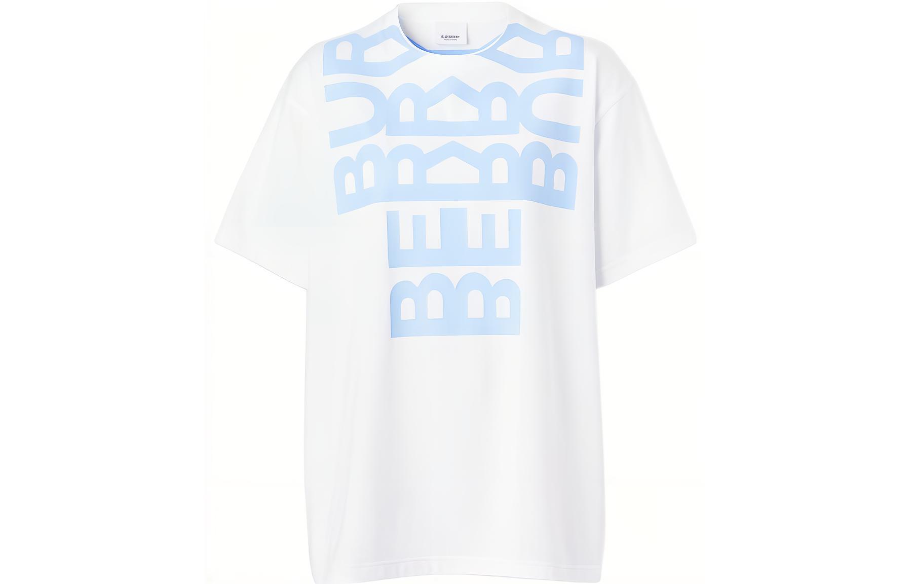 (Women) Burberry SS22  Oversized Logo Print White Short-Sleeve T-Shirt. 80522121