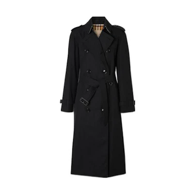 (Women) Burberry SS22 Plain Waterloo Trench Coat Black Long Sleeve 80457841