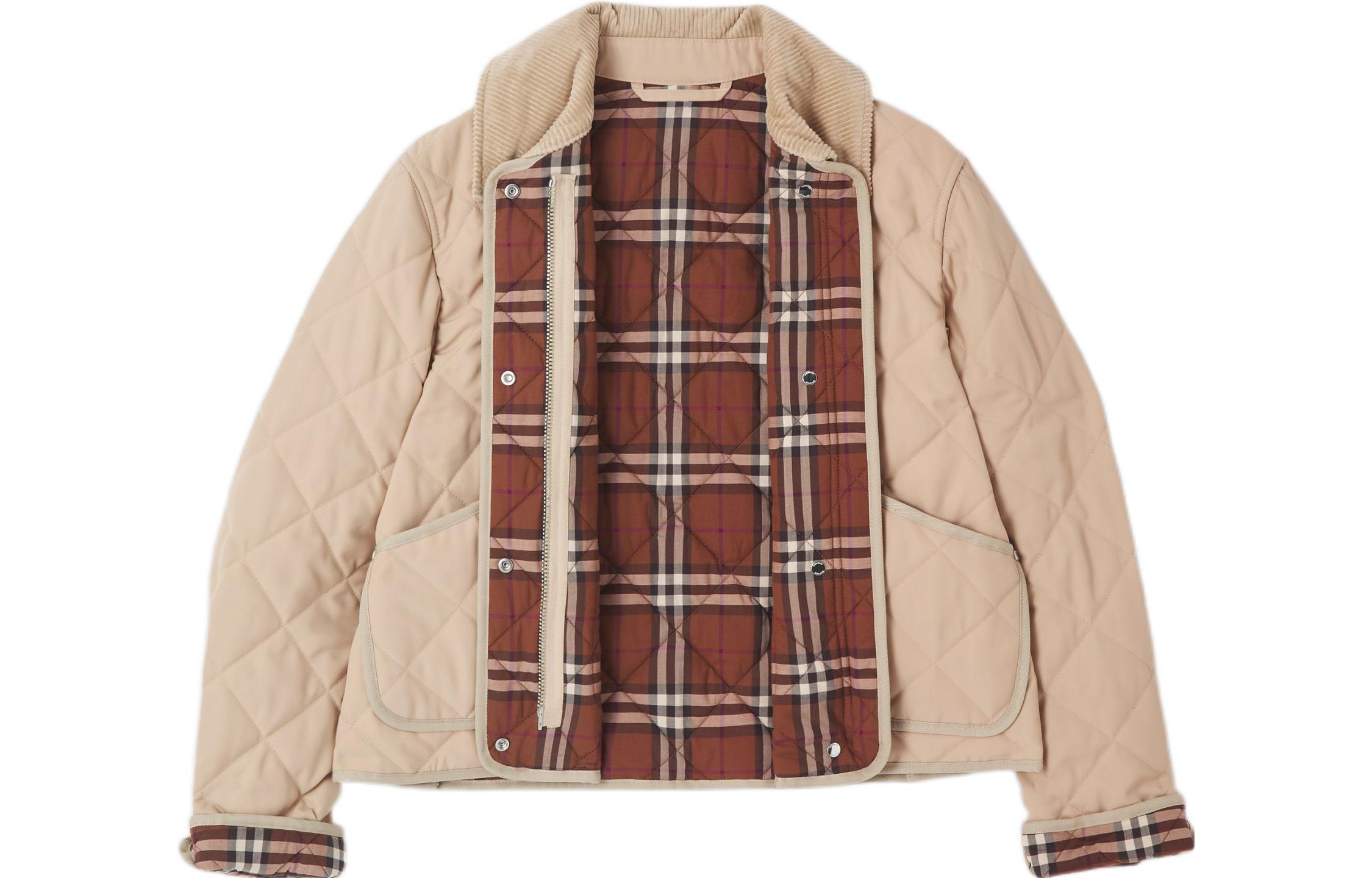 Lookbook (W) Burberry SS22 Chaqueta Corta Acolchada Beige Abrigo Recto de Un Solo Botón 80565751