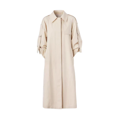 (Women) Burberry SS22 Single-Breasted Cotton Belted Trench Coat Light Stone. 80529541