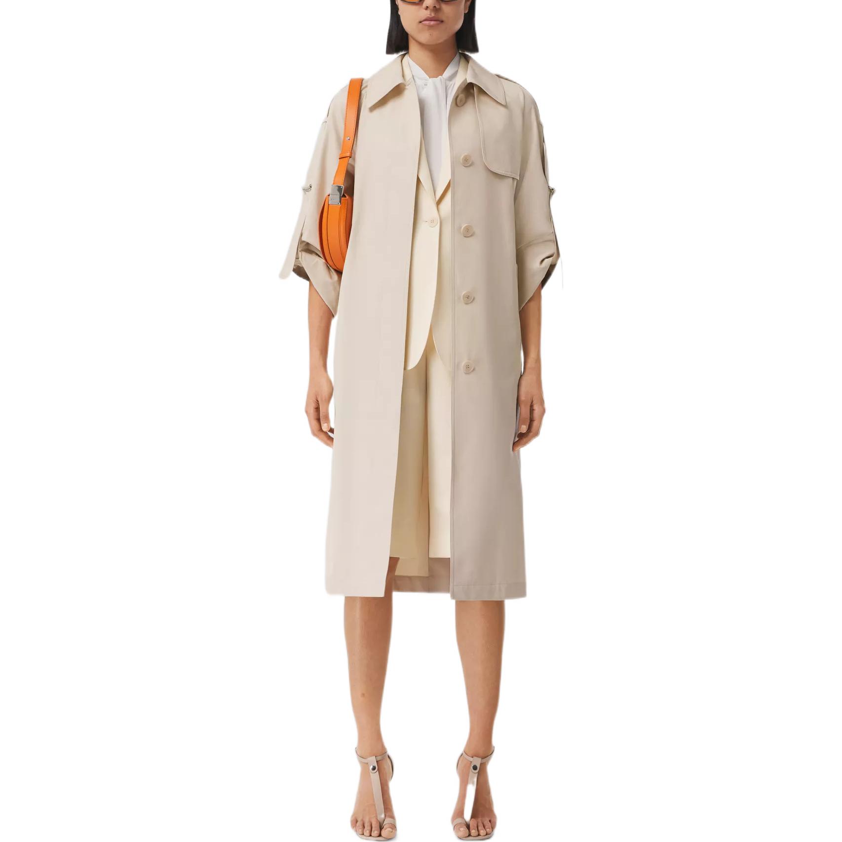 (Women) Burberry SS22  Single-Breasted Cotton Belted Trench Coat Light Stone. 80529541 圖 3