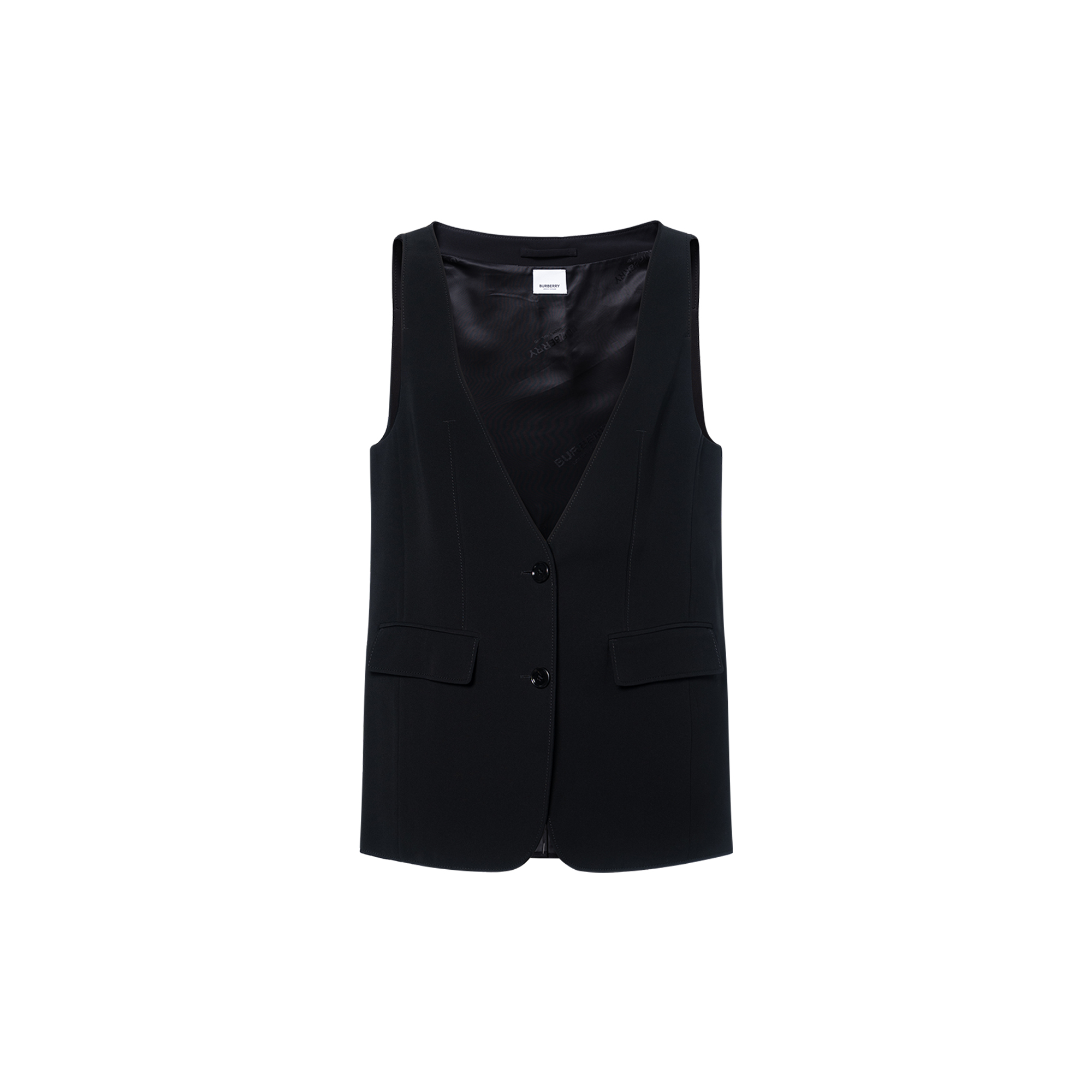 (Women) Burberry SS22  Sleeveless Cardigan Vest with Pockets Black 80545031