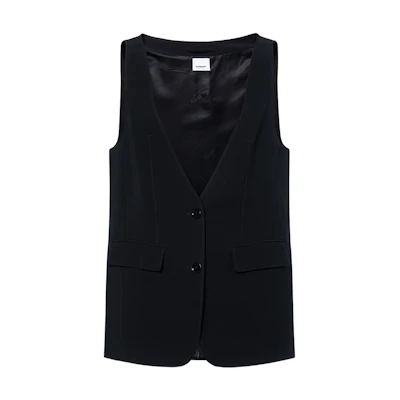 (Women) Burberry SS22 Sleeveless Cardigan Vest with Pockets Black 80545031