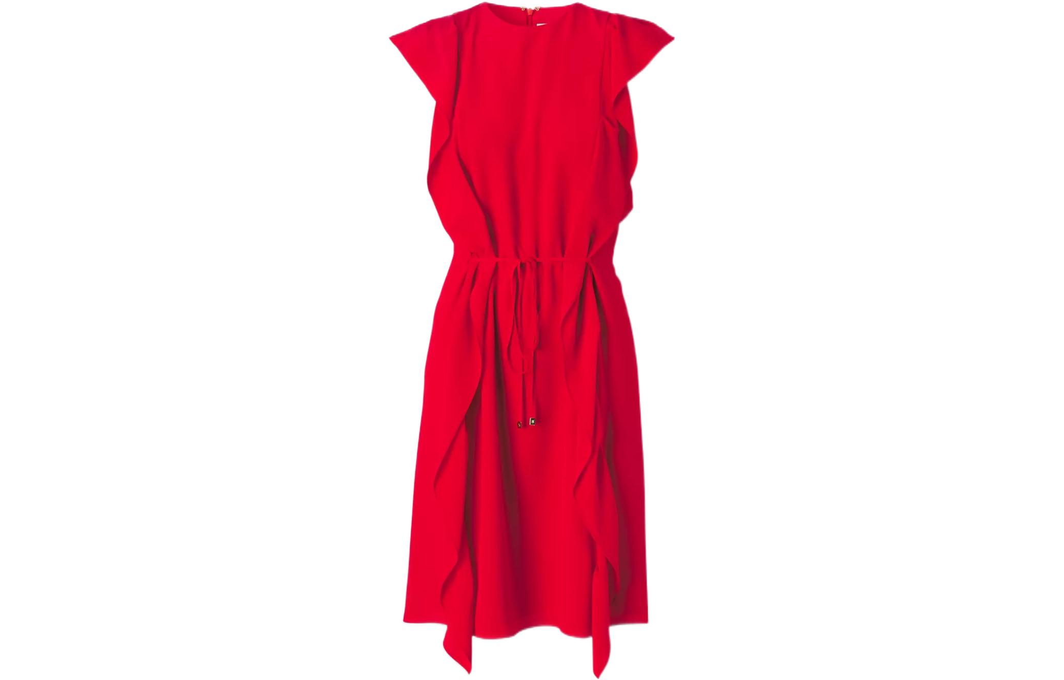 (Women) Burberry SS22  Sleeveless Midi Dress with Pleated Detail Bright Red. 80520251 圖 2