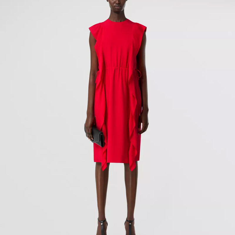 (Women) Burberry SS22  Sleeveless Midi Dress with Pleated Detail Bright Red. 80520251 圖 3